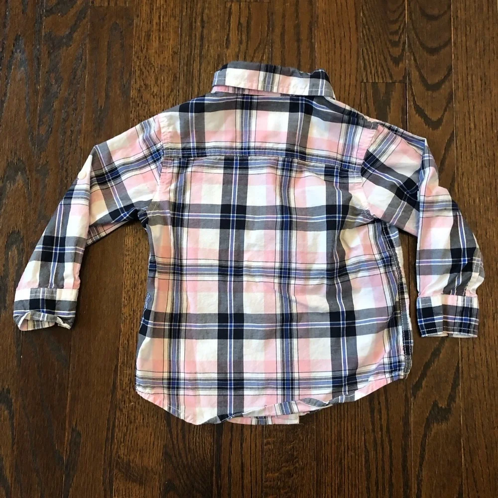 GYMBOREE Boys 2T Pink/White/Blue Plaid Long/Short Sleeved Button-Down Shirt EUC! - Picture 9 of 9